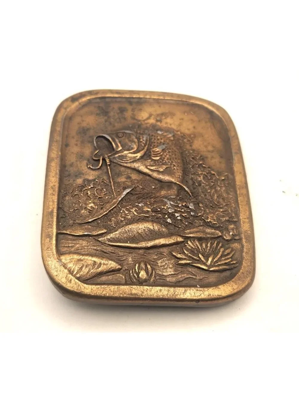 Vintage Indiana Metal Craft 1976 Bass Fish Belt Buckle Fishing
